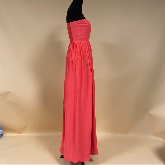 Parker Bayou Dragon Fruit Coral Strapless Silk Gown Maxi Dress Size S - Picture 6 of 12